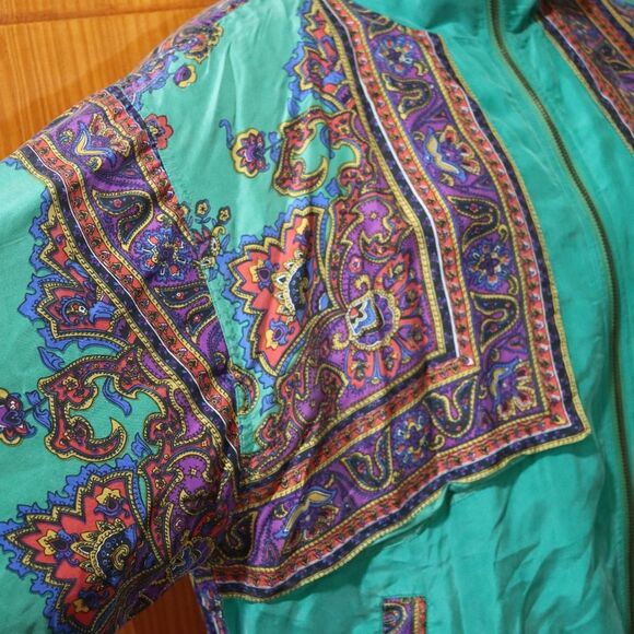 Great Cavalier Vintage Retro Green Mandala Silk Pant Suit Small - Picture 11 of 16